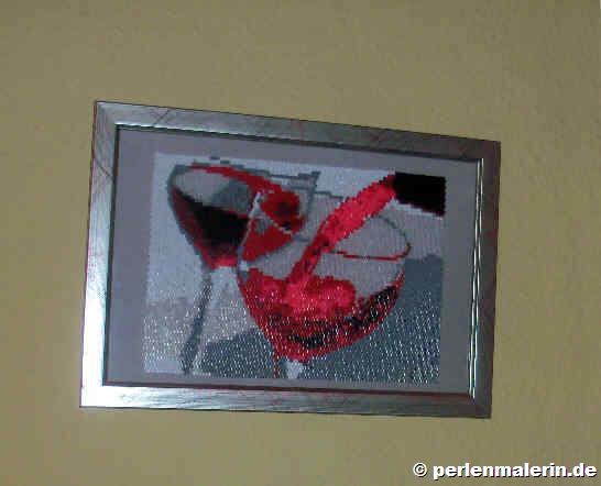 Perlenbild Rotwein im Glas
